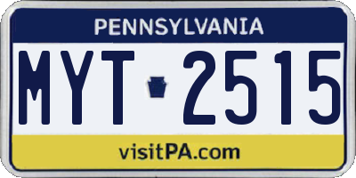 PA license plate MYT2515