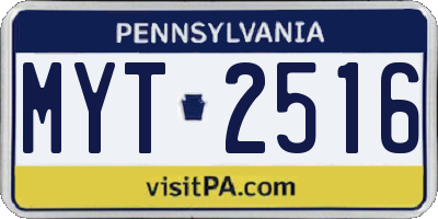 PA license plate MYT2516