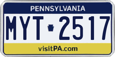 PA license plate MYT2517