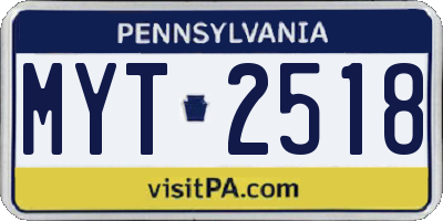 PA license plate MYT2518