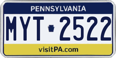 PA license plate MYT2522