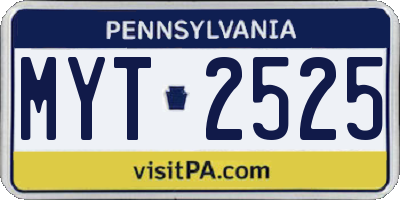 PA license plate MYT2525