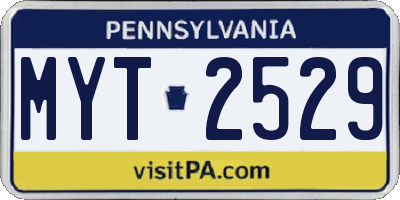 PA license plate MYT2529