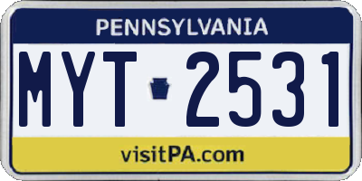 PA license plate MYT2531