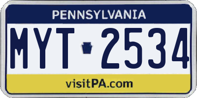 PA license plate MYT2534