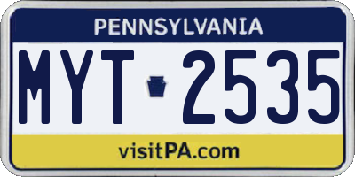 PA license plate MYT2535