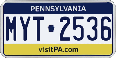 PA license plate MYT2536