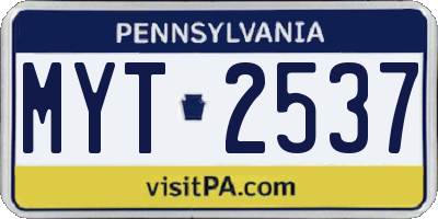 PA license plate MYT2537