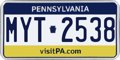 PA license plate MYT2538