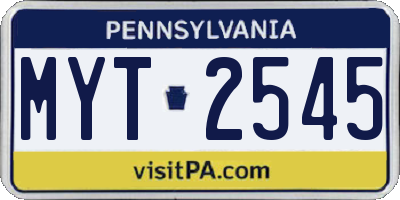 PA license plate MYT2545