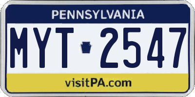 PA license plate MYT2547