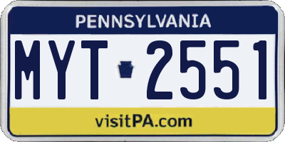 PA license plate MYT2551