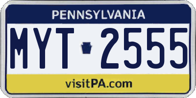 PA license plate MYT2555