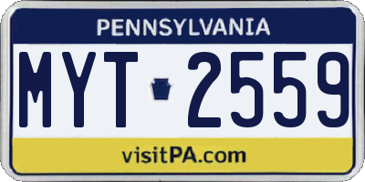 PA license plate MYT2559