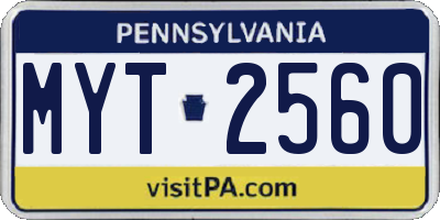 PA license plate MYT2560