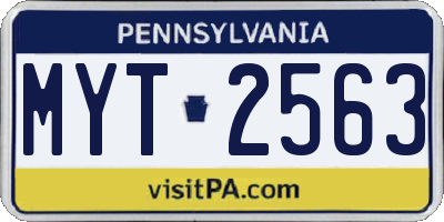 PA license plate MYT2563
