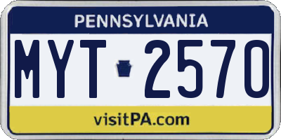 PA license plate MYT2570