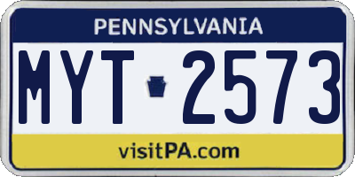 PA license plate MYT2573