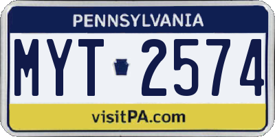 PA license plate MYT2574