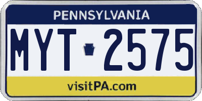 PA license plate MYT2575