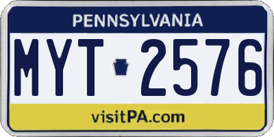 PA license plate MYT2576