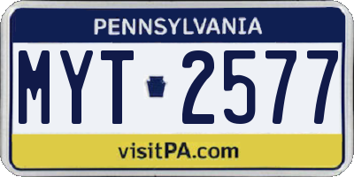 PA license plate MYT2577