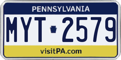 PA license plate MYT2579