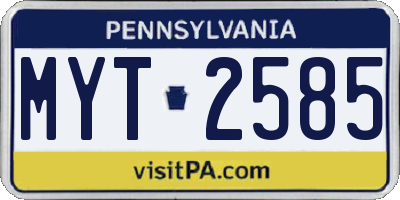 PA license plate MYT2585