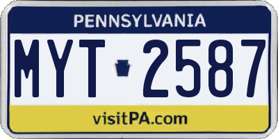 PA license plate MYT2587