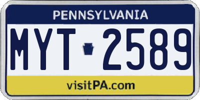 PA license plate MYT2589