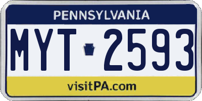 PA license plate MYT2593