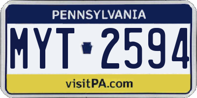 PA license plate MYT2594