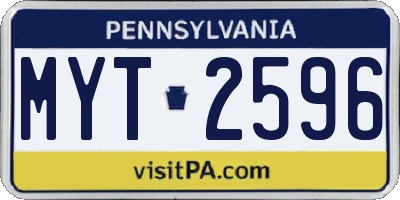 PA license plate MYT2596