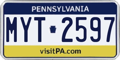 PA license plate MYT2597