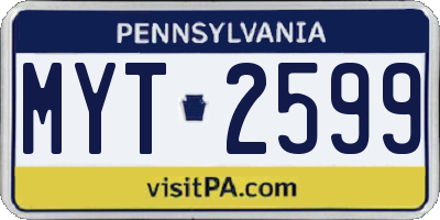 PA license plate MYT2599