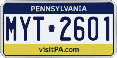 PA license plate MYT2601