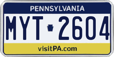 PA license plate MYT2604