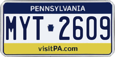 PA license plate MYT2609