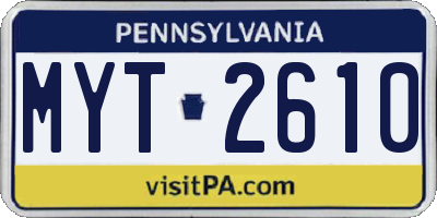 PA license plate MYT2610