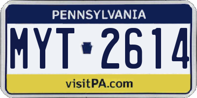 PA license plate MYT2614