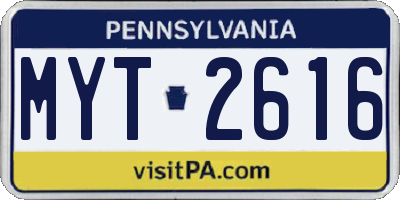 PA license plate MYT2616