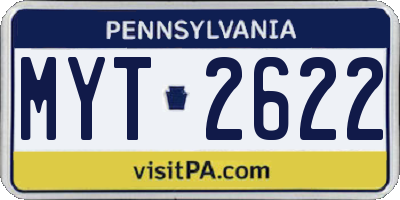 PA license plate MYT2622