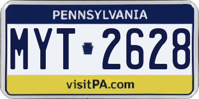 PA license plate MYT2628