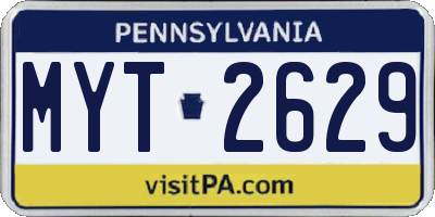 PA license plate MYT2629