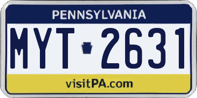 PA license plate MYT2631