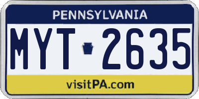 PA license plate MYT2635