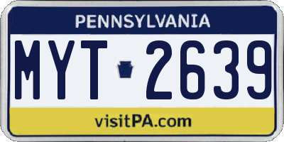 PA license plate MYT2639