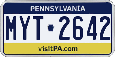 PA license plate MYT2642