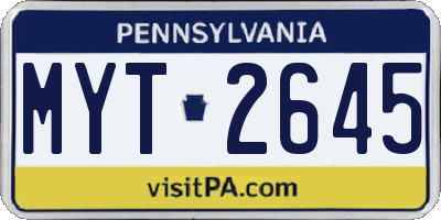 PA license plate MYT2645