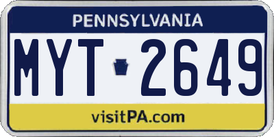 PA license plate MYT2649